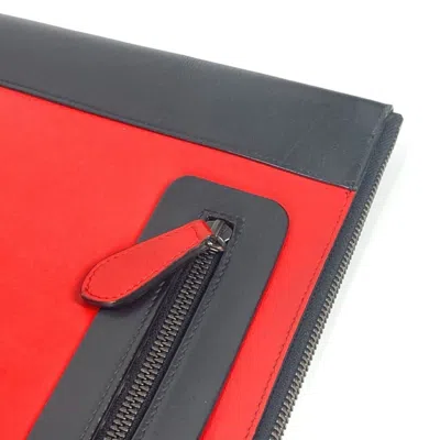 Pre-owned Christian Louboutin Black Red Color Leather Clutch Bag ()