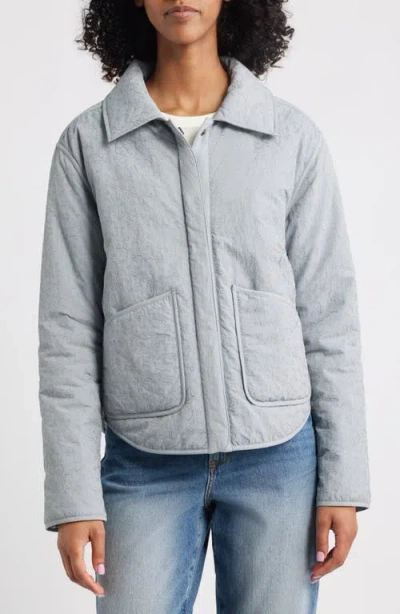 Thread & Supply Floral Puffer Shirt Jacket In Blue