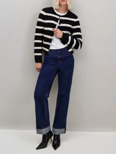 Ro&zo Long Sleeve Stripe Boucle Cardigan In Animal Print