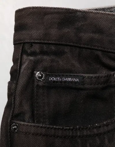 Dolce & Gabbana Black Cotton Tattered Denim Men Bermuda Short In Brown