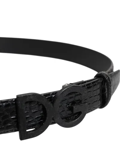 Pre-owned Dolce & Gabbana Black Leather Classic Metal Dg Buckle Men's Belt ()