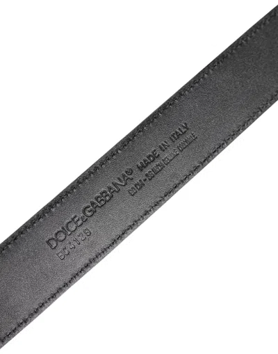 Pre-owned Dolce & Gabbana Black Leather Classic Metal Dg Buckle Men's Belt ()