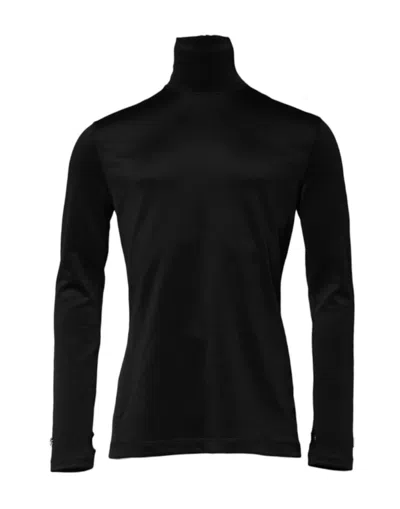 Dolce & Gabbana Black Polyester Turtleneck Pullover Sweater In Black