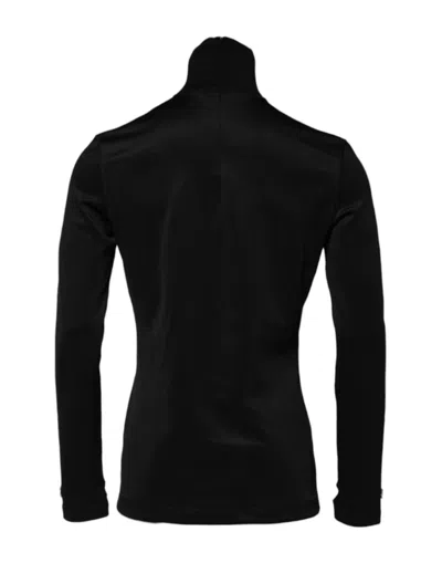 Dolce & Gabbana Black Polyester Turtleneck Pullover Sweater In Black