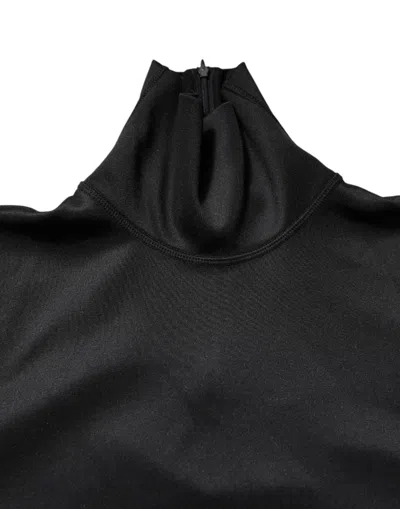 Dolce & Gabbana Black Polyester Turtleneck Pullover Sweater In Black