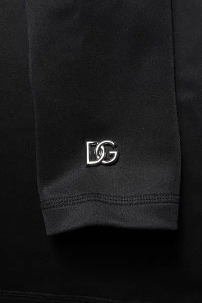 Dolce & Gabbana Black Polyester Turtleneck Pullover Sweater In Black