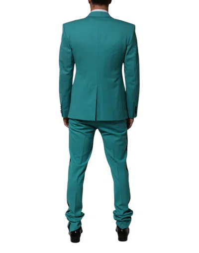 Pre-owned Dolce & Gabbana Cyan 3 Piece Wool Silk Blend Suit Men's Sicilia () In Green