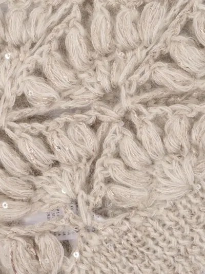 Antonelli Intricate Openwork Sleeveless Knitted Top In Neutral