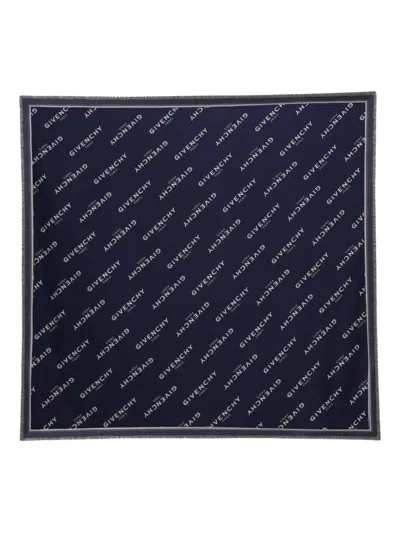 Givenchy Shadow Shawl In Wool And Silk In Blue