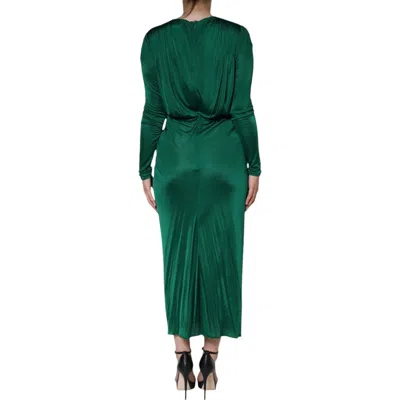 Pre-owned Dolce & Gabbana Dark Green Viscose Long Sleeve Midi Women's Dress ()