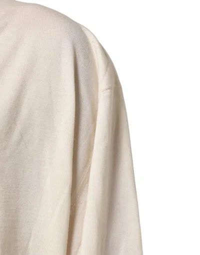 Pre-owned Dolce & Gabbana Ivory Virgin Wool Men V-neck Knit Men's Sweater () In White