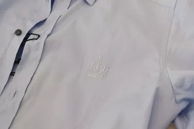Pre-owned Dolce & Gabbana Light Blue Cotton Slim Fit Dress Men's Shirt ()