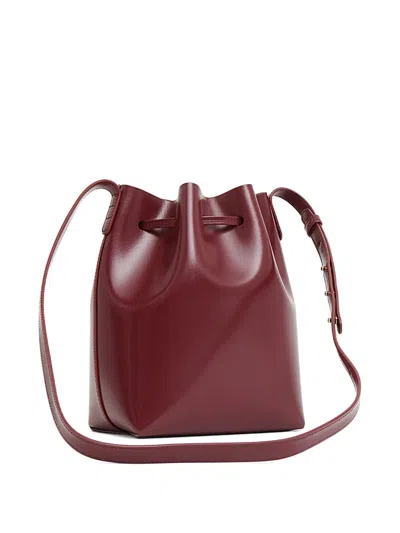 Mansur Gavriel Mini Leather Bucket Bag In Burgundy