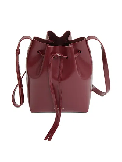 Mansur Gavriel Mini Leather Bucket Bag In Burgundy