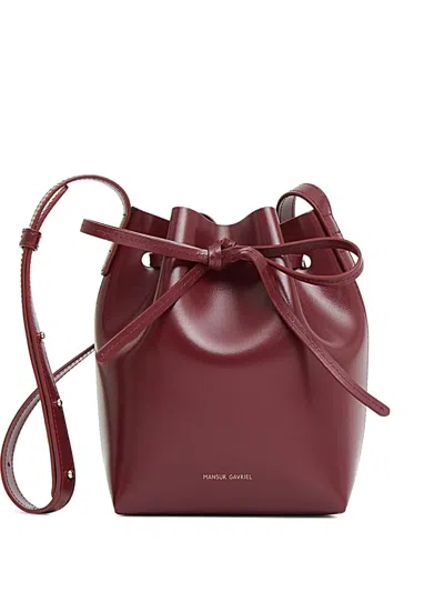 Mansur Gavriel Mini Leather Bucket Bag In Burgundy