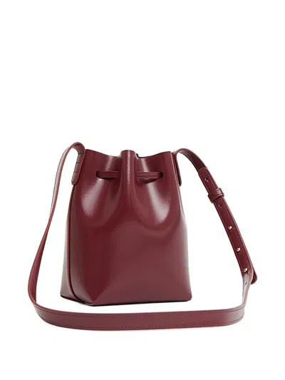 Mansur Gavriel Mini Leather Bucket Bag In Burgundy