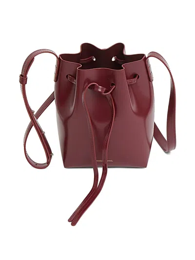 Mansur Gavriel Mini Leather Bucket Bag In Burgundy