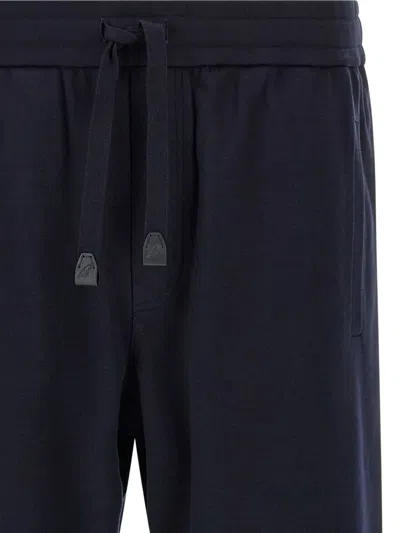 Brioni Cotton And Cashmere Joggers In Blue