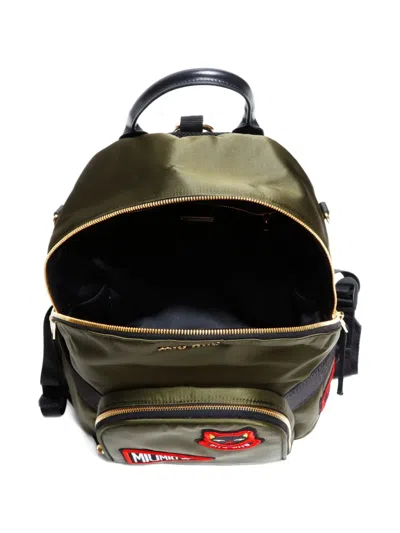 Pre-owned Miu Miu 2010-2025 Logo-appliqué Backpack In Green
