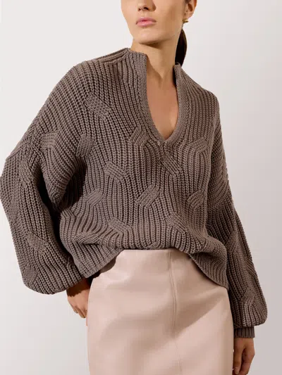 Brochu Walker The Grayson Cable Pullover In Brown
