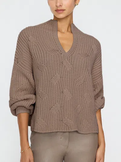 Brochu Walker The Grayson Cable Pullover In Brown