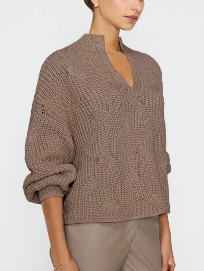 Brochu Walker The Grayson Cable Pullover In Brown