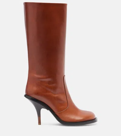 Dries Van Noten 90mm Round-toe Leather Boots In Brown