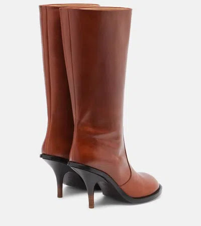Dries Van Noten 90mm Round-toe Leather Boots In Brown