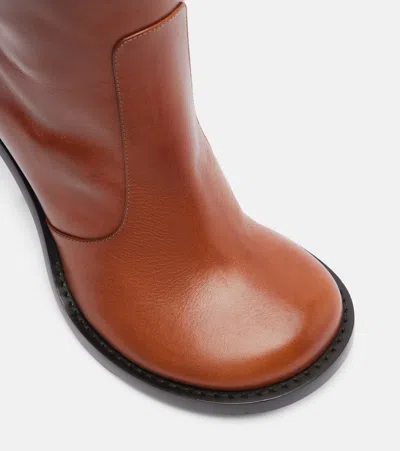 Dries Van Noten 90mm Round-toe Leather Boots In Brown
