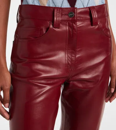 Khaite Womens Garnet Callum Straight-leg Leather Trousers In Burgundy