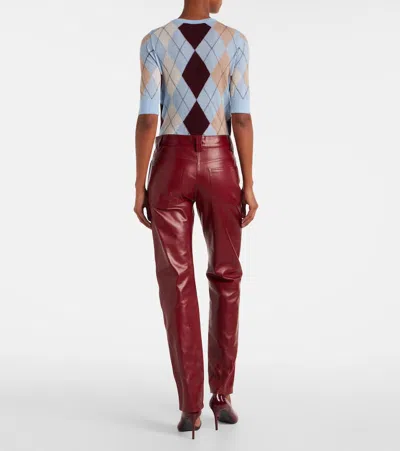Khaite Womens Garnet Callum Straight-leg Leather Trousers In Burgundy