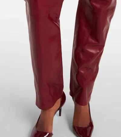 Khaite Womens Garnet Callum Straight-leg Leather Trousers In Burgundy