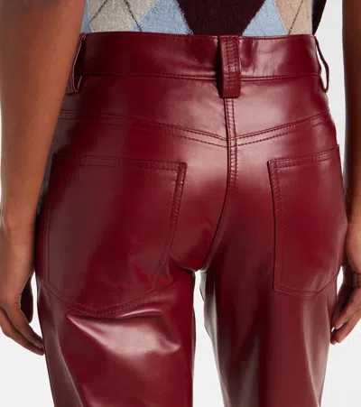 Khaite Womens Garnet Callum Straight-leg Leather Trousers In Burgundy