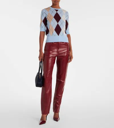 Khaite Womens Garnet Callum Straight-leg Leather Trousers In Burgundy
