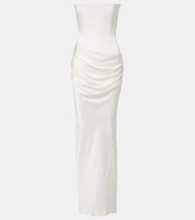 Alex Perry Bridal Draped Crepe Satin Corset Gown In White