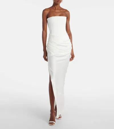 Alex Perry Bridal Draped Crepe Satin Corset Gown In White