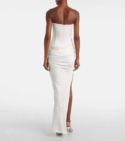 Alex Perry Bridal Draped Crepe Satin Corset Gown In White