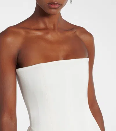 Alex Perry Bridal Draped Crepe Satin Corset Gown In White