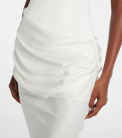Alex Perry Bridal Draped Crepe Satin Corset Gown In White