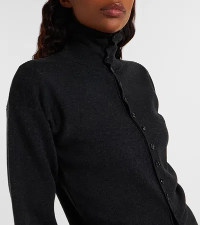 Lemaire High Neck Long Sleeve Button Cardigan In Black