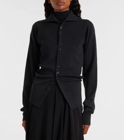 Lemaire High Neck Long Sleeve Button Cardigan In Black