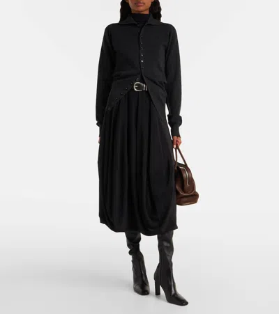 Lemaire High Neck Long Sleeve Button Cardigan In Black