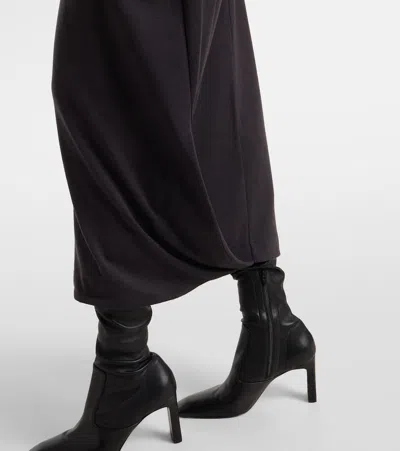 Lemaire Twisted Belted Jersey Midi Dress In Black