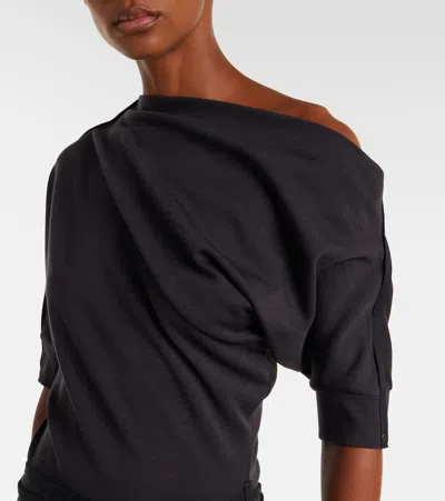 Lemaire Twisted Belted Jersey Midi Dress In Black