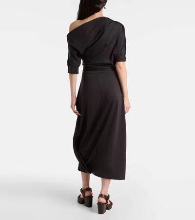 Lemaire Twisted Belted Jersey Midi Dress In Black