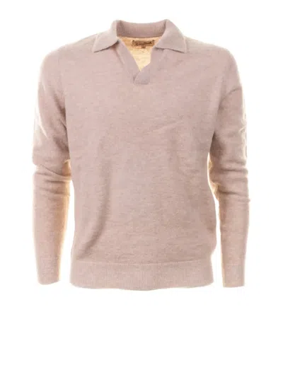 Mc2 Saint Barth Long-sleeved Knitted Polo Shirt In Pink