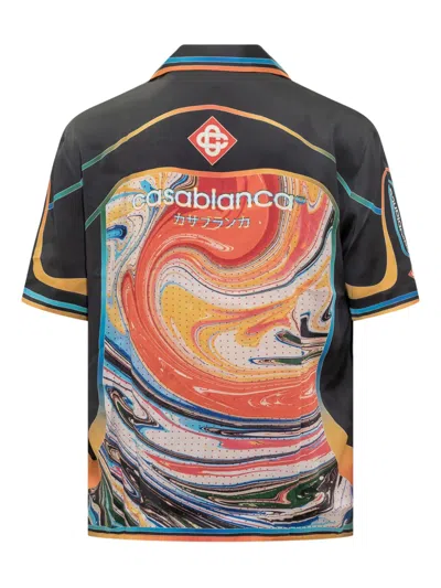 Casablanca Shirt With Multicolor Abstract Print In Black