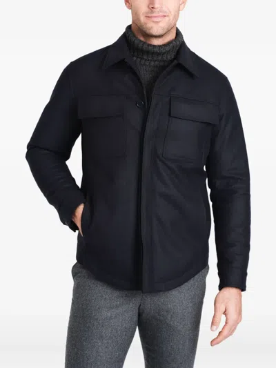 Norwegian Wool Flap-pocket Wool Jacket In Blue