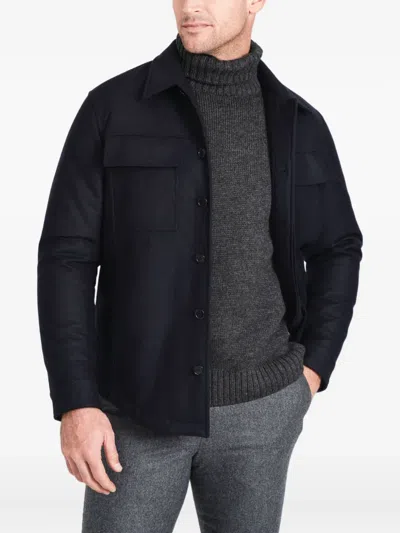 Norwegian Wool Flap-pocket Wool Jacket In Blue