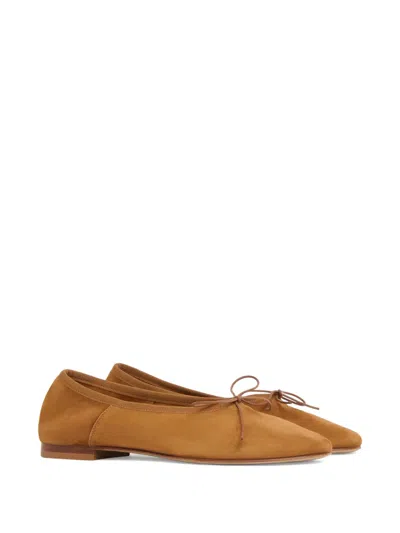 Mansur Gavriel Dream Suede Bow Ballet Flats In Animal Print